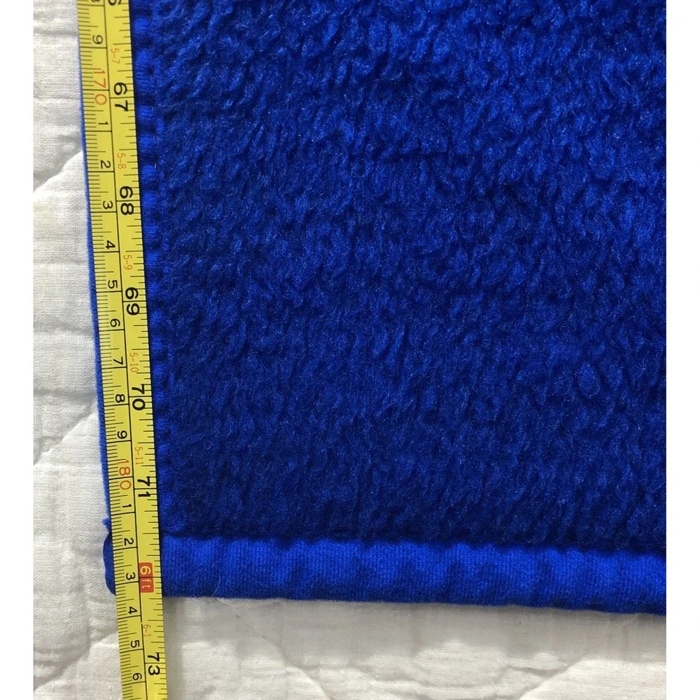 Vintage Biederlack Blanket Blue Gold Aztec Southwestern Geometric‎ Appox 52x72